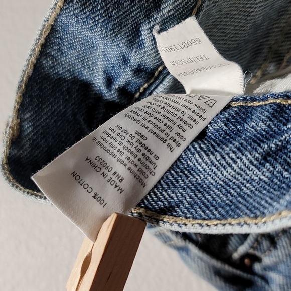 PACSUN 24 CASUAL HIGH RISE STRAIGHT LEG BUTTON FLY CUT OFF DENIM BLUE JEAN SHORT - Picture 12 of 14